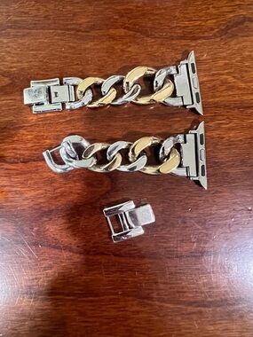 Ann Klein Two-Tone Silver and Gold Chain Link Apple Watch Band Adapter